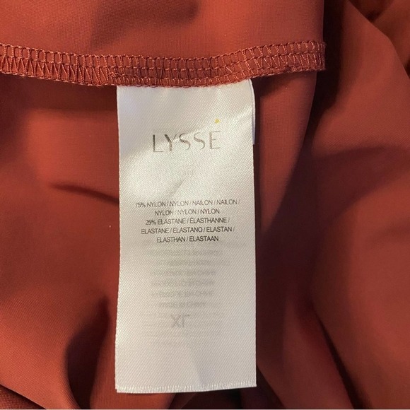 Lysse Nylon Popover Shirt Blouse Size XL Brown Stretch Cut Out Long Sleeve Tunic - Picture 4 of 15